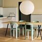Loop_Stand_Table_L250xW92,5xH74_wb_lacquered_oak_tabletop_deep_blue_powder_coated_steel_frame_Rey_Chair_Fall_green_wb_lacquered_beech_Paper_Shade_0_cl