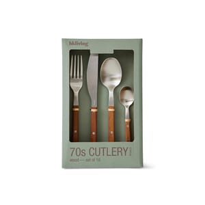 70s cutlery: wood, set of 16