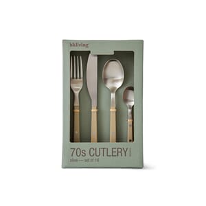 70s cutlery: olive, set of 16