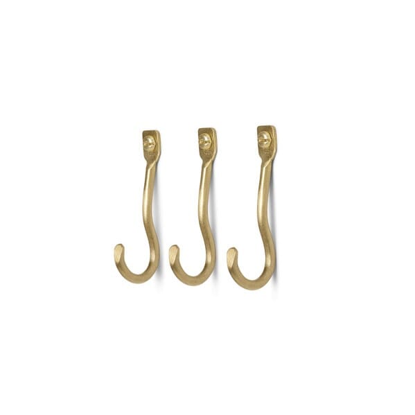 Ferm Living - Ferm Living 3 stk | Knagg Curvature Messing - Lunehjem.no - Interiør på nett