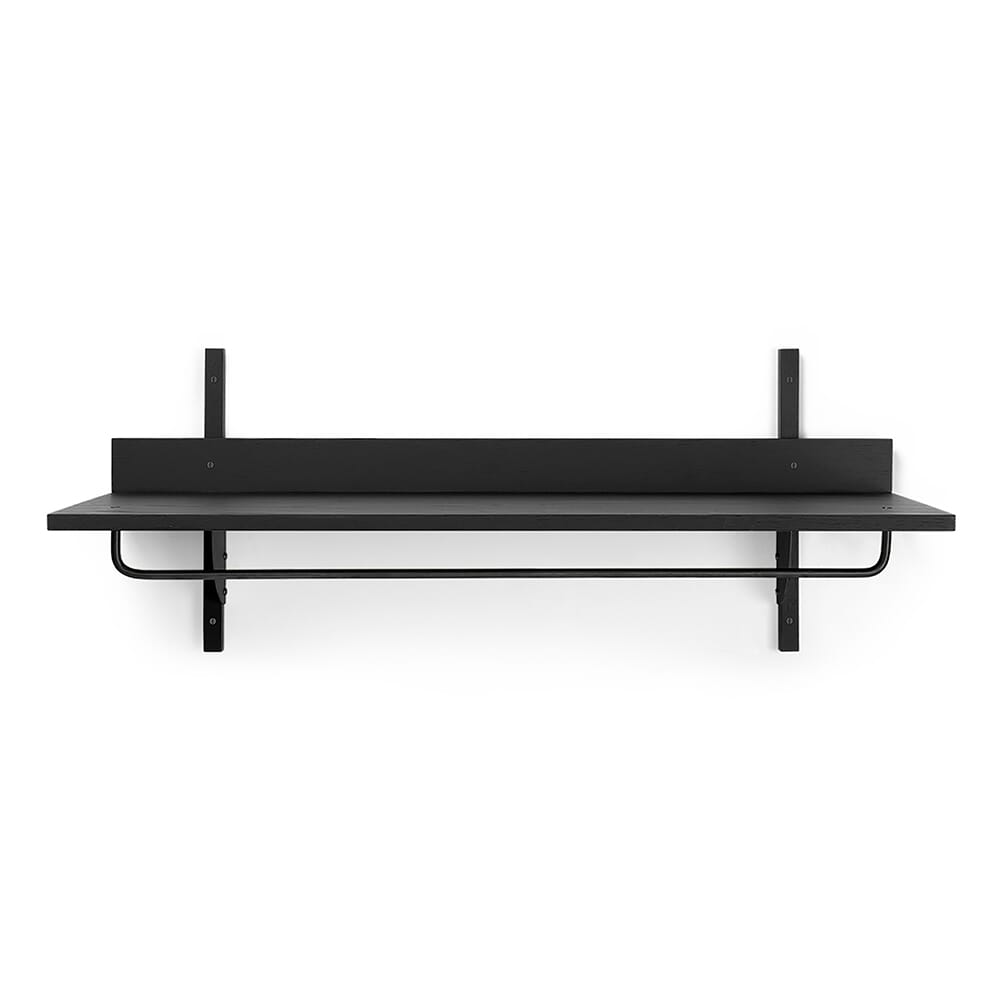 Ferm Living Sector hylle med stang 37 x 87 cm Black ash-black brass