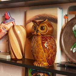 Ceramic owl jar roasted