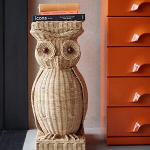 Rattan owl side table