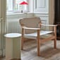 Bernard wb lacquer oak base raw canvas cover_Slit Table Round High white_Matin Table Lamp 300 bright red shade (1).jpg