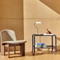 Chisel_Lounge_Chair_front_uph_Linara_216_wb_lacquered_walnut_Arcs_Trolley_Low_steel_blue_Apex_Table_Lamp_iron_oyster_white.jpg