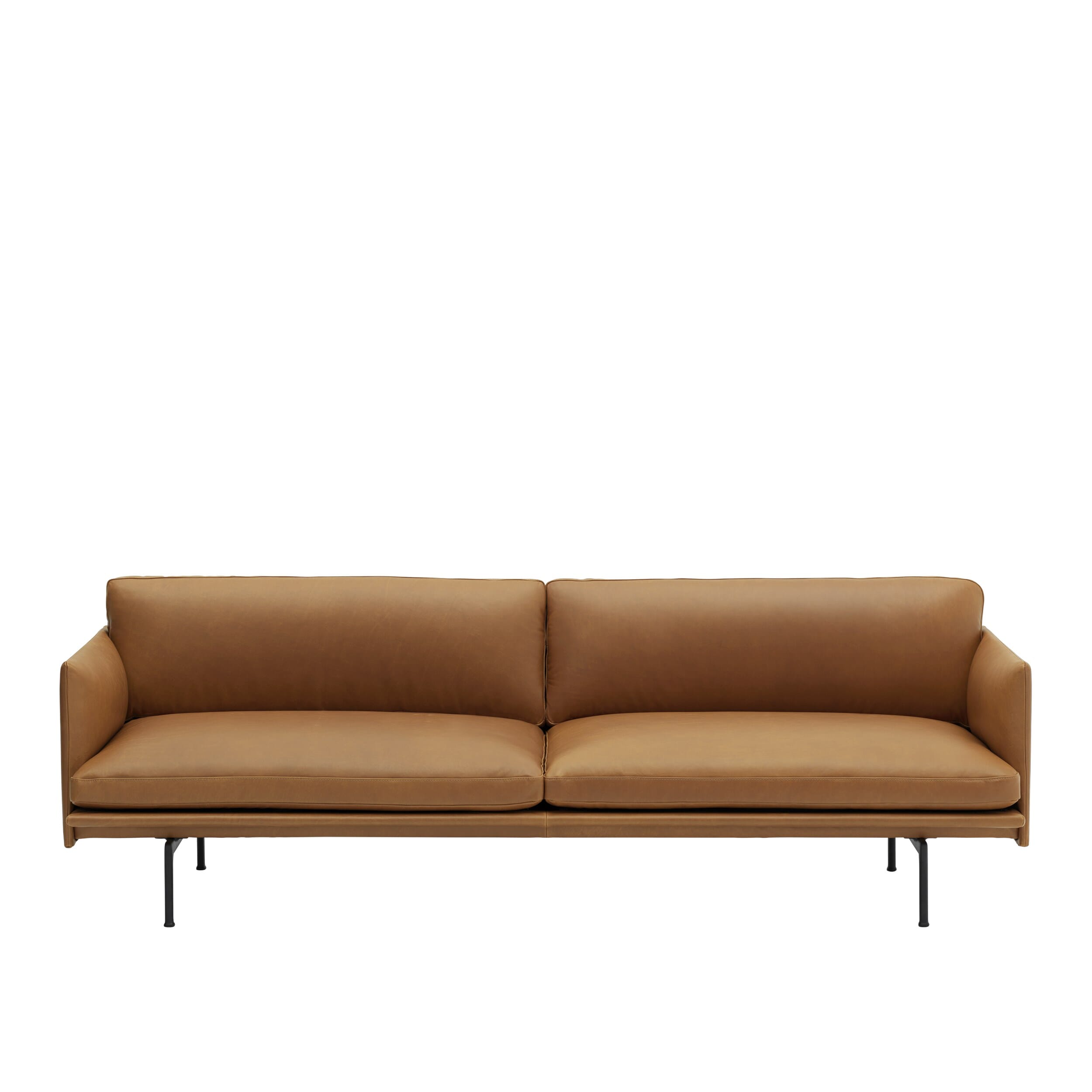 Bilde av Muuto - Muuto Outline Sofa 3 Seter Skinn/svart Base - Lunehjem.no - Interiør På Nett