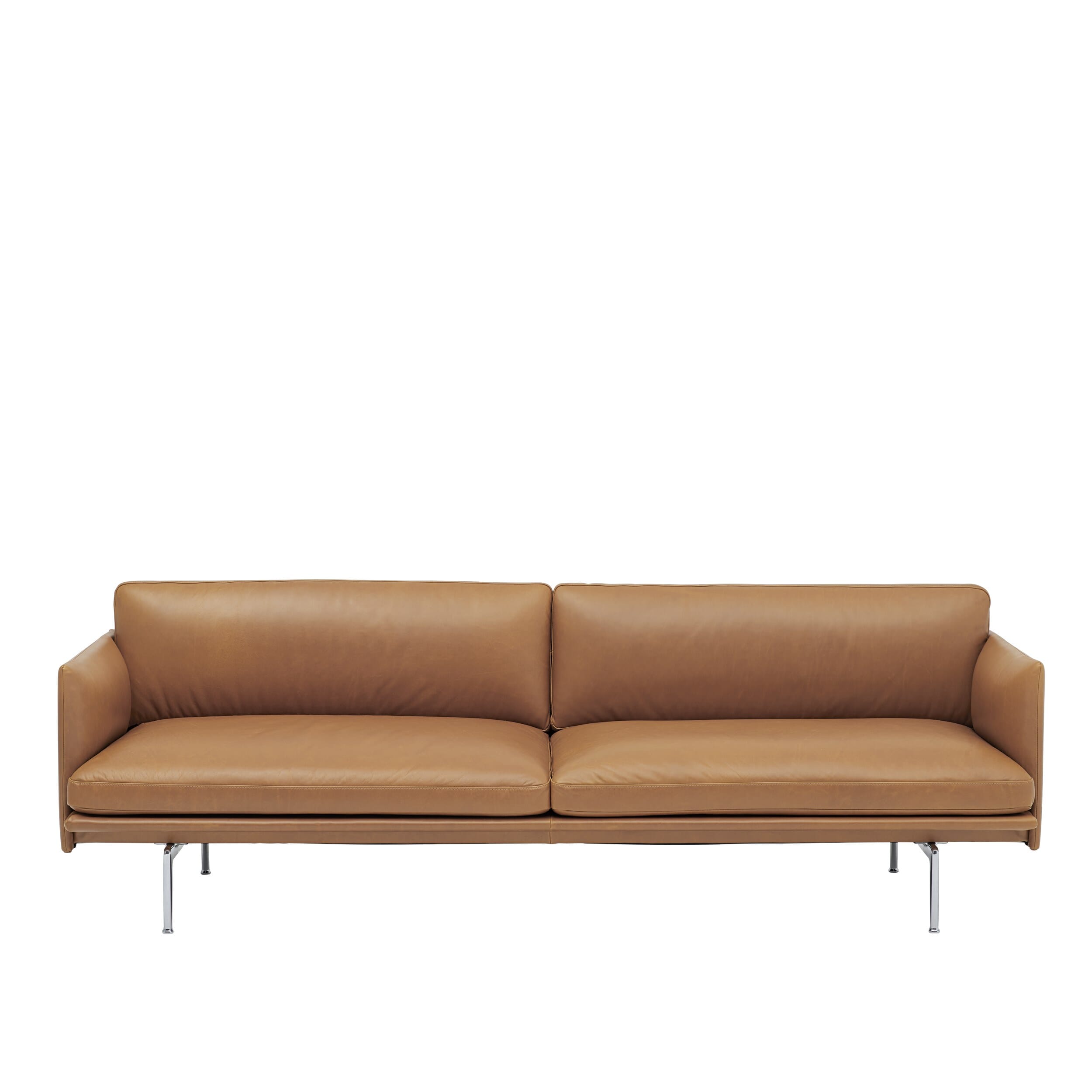Bilde av Outline Sofa 3 Seter Skinn/aluminum Base - Lunehjem.no - Interiør På Nett