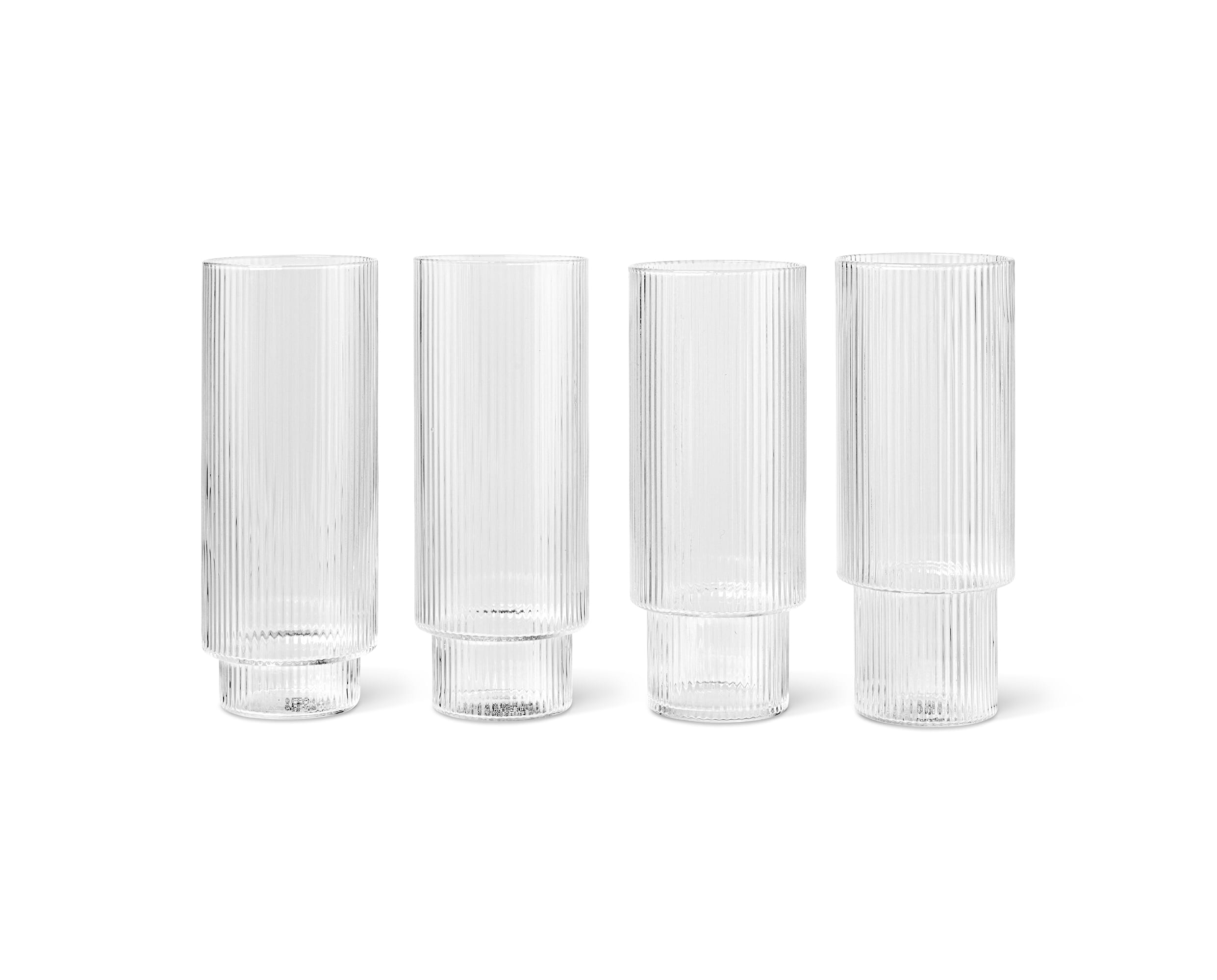 Ferm Living, Ripple Long Drink Glass 4-pakning - Clear